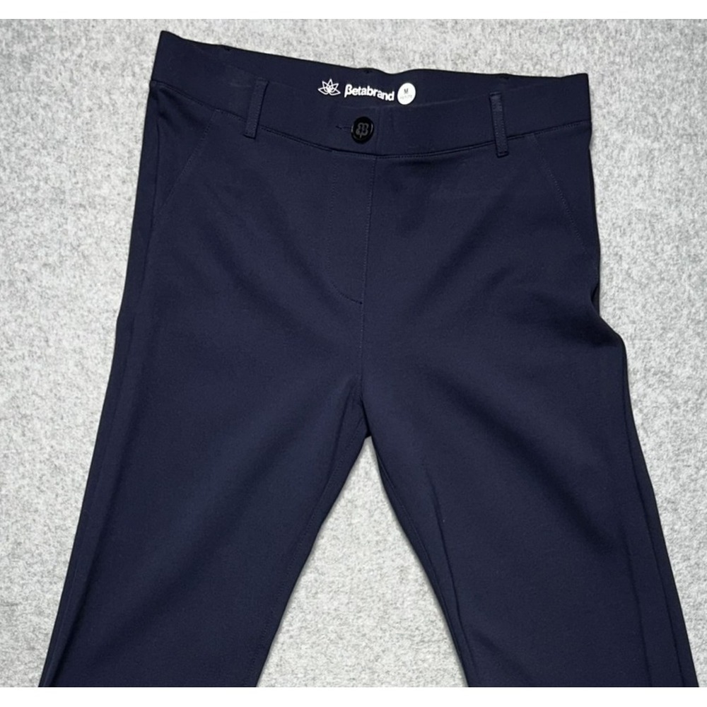 Betabrand Dress Pant Yoga Pants Womens M Petite Navy Blue Excellent Straight Leg